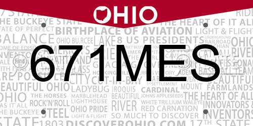 671MES Ohio License Plate