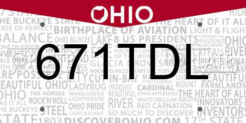 671TDL Ohio License Plate