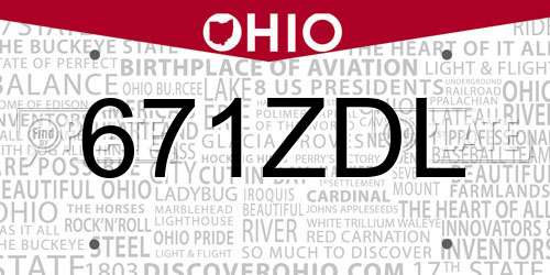 671ZDL Ohio License Plate