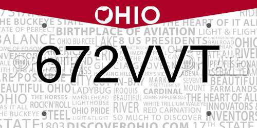 672VVT Ohio License Plate