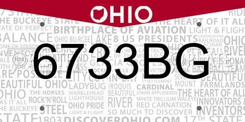 6733BG Ohio License Plate