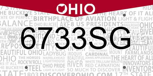6733SG Ohio License Plate