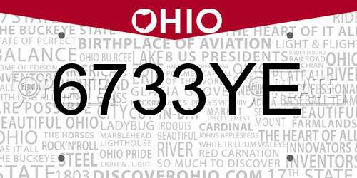 6733YE Ohio License Plate