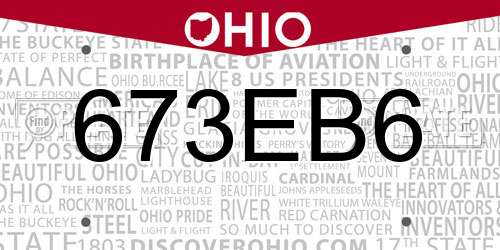 673EB6 Ohio License Plate