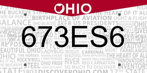 673ES6 Ohio License Plate