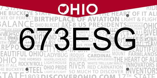 673ESG Ohio License Plate