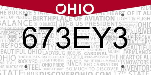 673EY3 Ohio License Plate