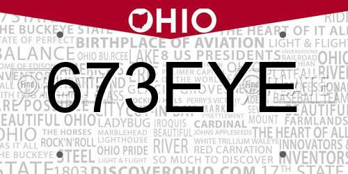 673EYE Ohio License Plate