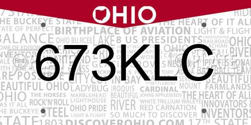 673KLC Ohio License Plate