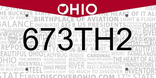 673TH2 Ohio License Plate