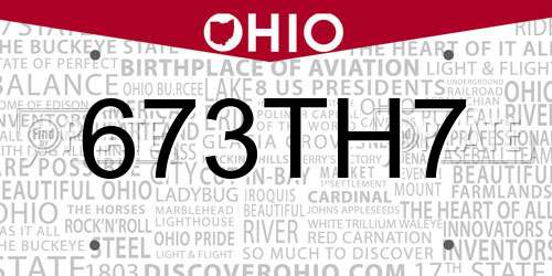 673TH7 Ohio License Plate
