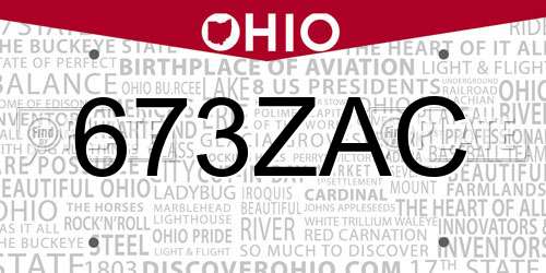 673ZAC Ohio License Plate