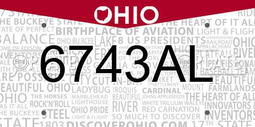 6743AL Ohio License Plate