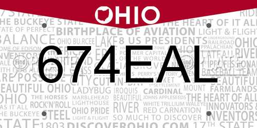 674EAL Ohio License Plate