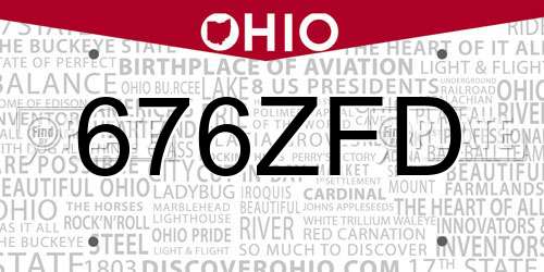 676ZFD Ohio License Plate