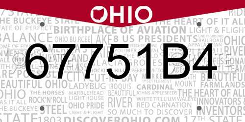67751B4 Ohio License Plate