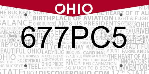 677PC5 Ohio License Plate
