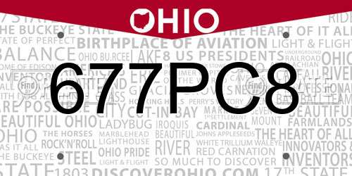 677PC8 Ohio License Plate