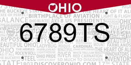 6789TS Ohio License Plate