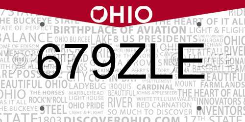 679ZLE Ohio License Plate