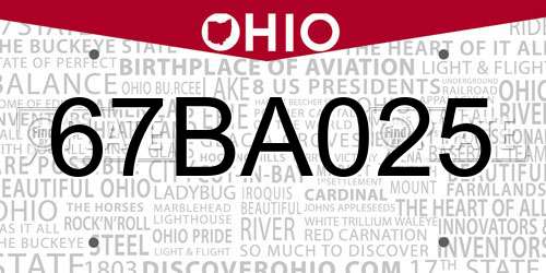 67BA025 Ohio License Plate