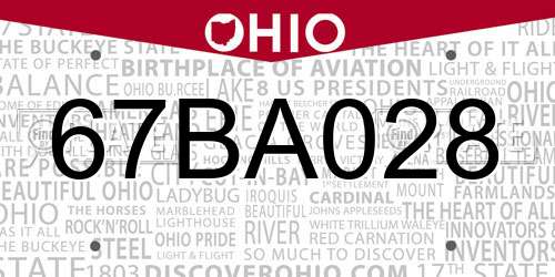 67BA028 Ohio License Plate