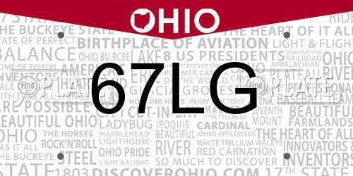 67LG Ohio License Plate