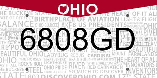 6808GD Ohio License Plate