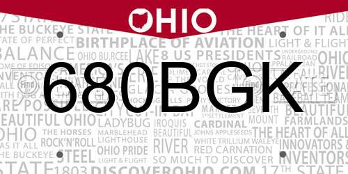680BGK Ohio License Plate