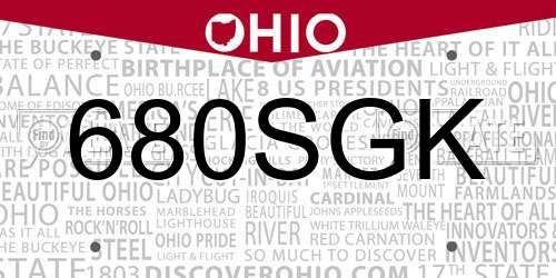 680SGK Ohio License Plate