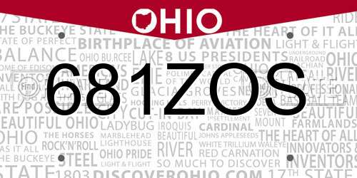 681ZOS Ohio License Plate