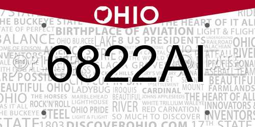 6822AI Ohio License Plate
