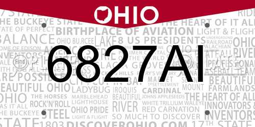 6827AI Ohio License Plate