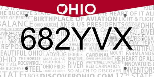 682YVX Ohio License Plate