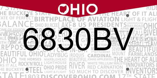 6830BV Ohio License Plate
