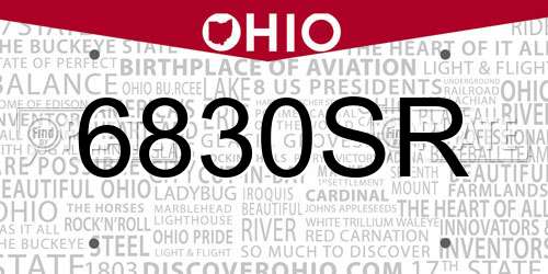6830SR Ohio License Plate