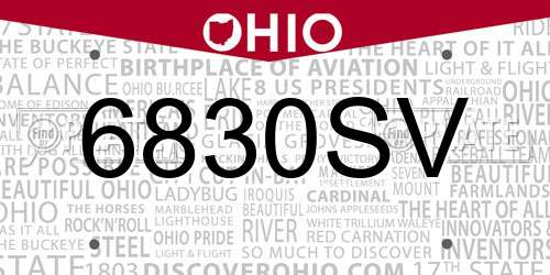 6830SV Ohio License Plate