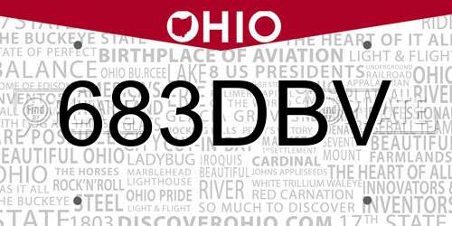 683DBV Ohio License Plate