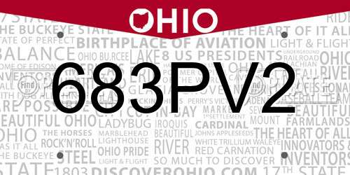 683PV2 Ohio License Plate