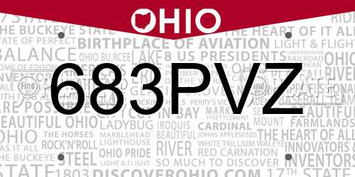 683PVZ Ohio License Plate