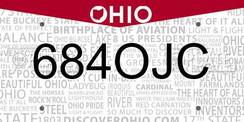 684OJC Ohio License Plate