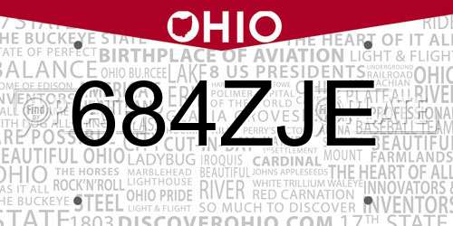 684ZJE Ohio License Plate