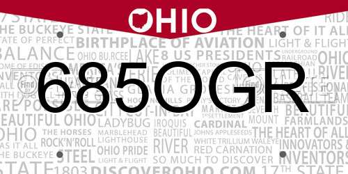 685OGR Ohio License Plate