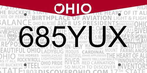 685YUX Ohio License Plate