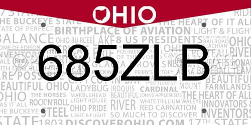 685ZLB Ohio License Plate