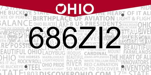 686ZI2 Ohio License Plate