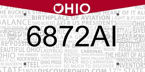 6872AI Ohio License Plate