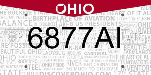 6877AI Ohio License Plate