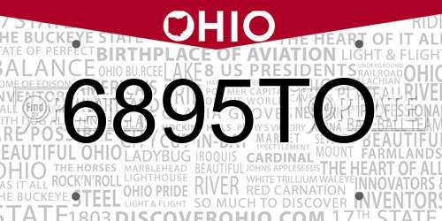 6895TO Ohio License Plate