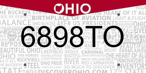 6898TO Ohio License Plate